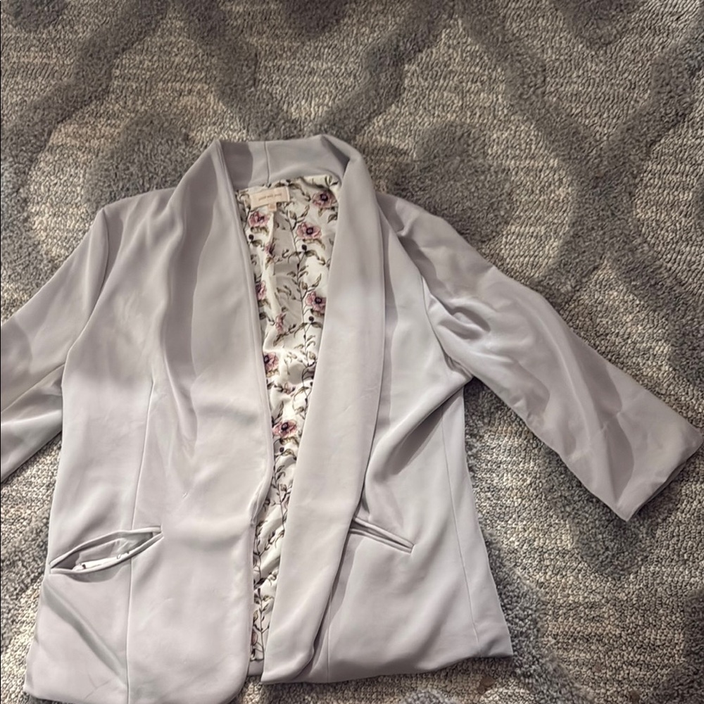 Women's Gray Blazer with Floral Lining
